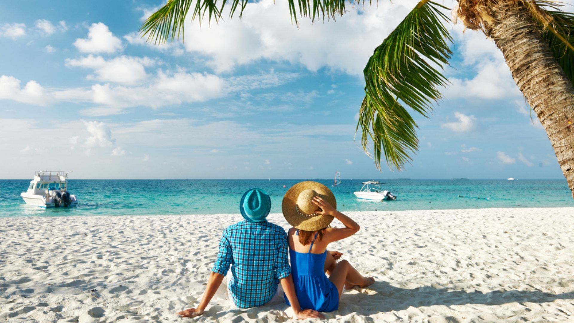Couple on a tropical beach at Maldives